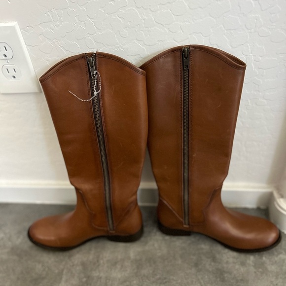 NEW Frye Women Marissa Medallion Leather Inside Zip Tall Boot US 5 Cognac $328 - Picture 7 of 10
